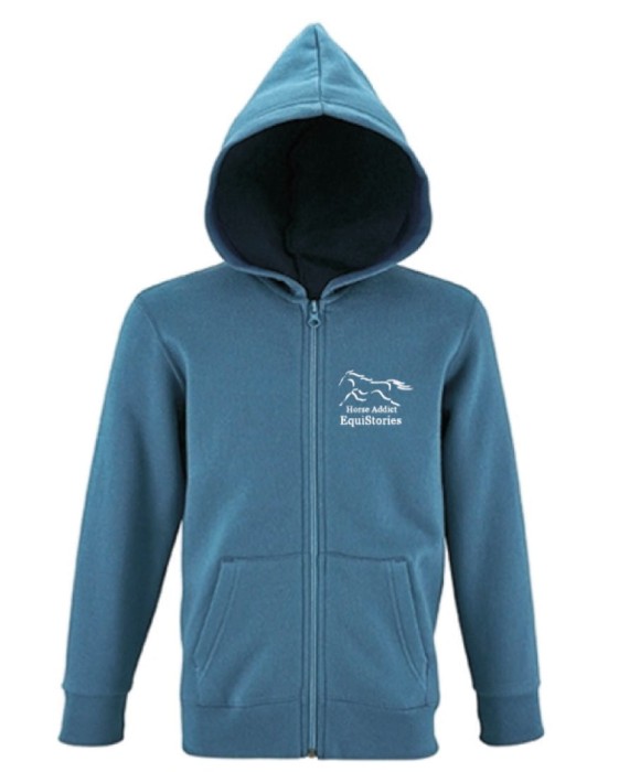 Equistories Bluza jeździecka dziecięca z kapturem - Slate Blue