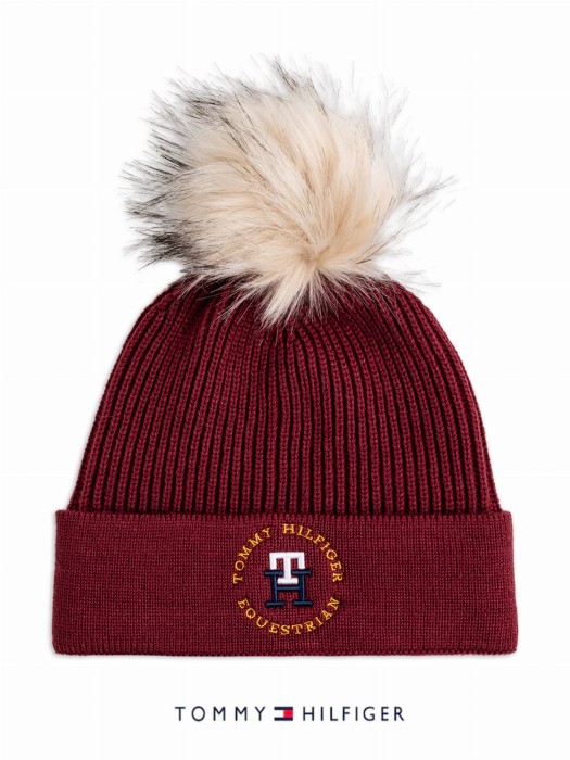 Tommy Hilfiger czapka Vancouver Pom Pom Beanie - Rouge