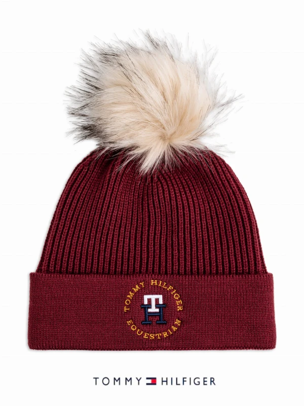 Tommy Hilfiger czapka Vancouver Pom Pom Beanie - Rouge