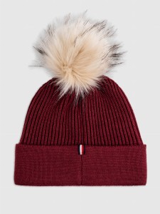 Tommy Hilfiger czapka Vancouver Pom Pom Beanie - Rouge