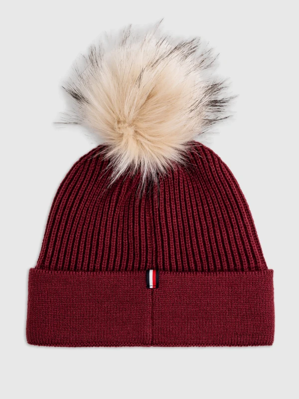 Tommy Hilfiger czapka Vancouver Pom Pom Beanie - Rouge