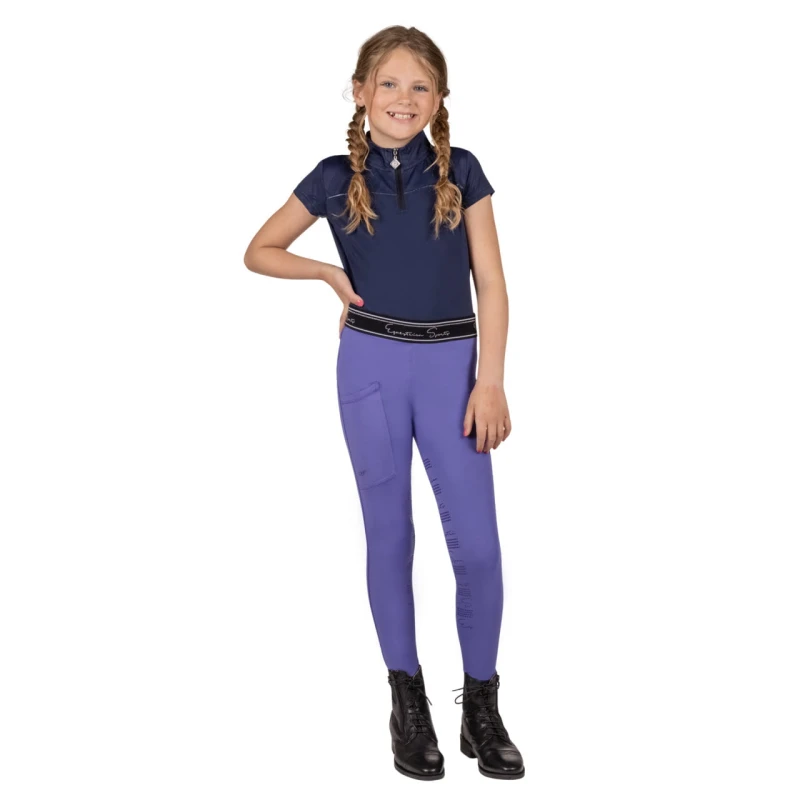 Qhp legginsy dziecięce Eden Junior z pełnym lejem silikonowym - Purple Sunset