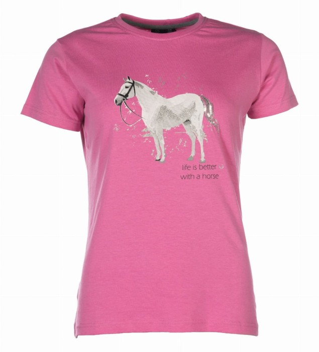 HKM koszulka dziecięca Pony Club - Różowa