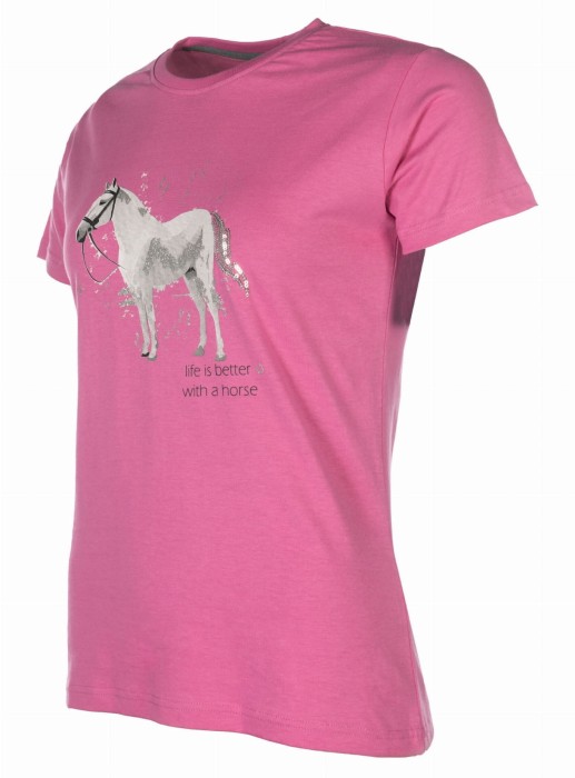 HKM koszulka dziecięca Pony Club - Różowa
