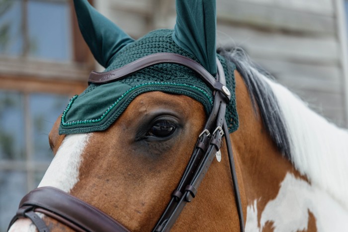 Kentucky nauszniki Wellington Velvet Pearls - Pine Green