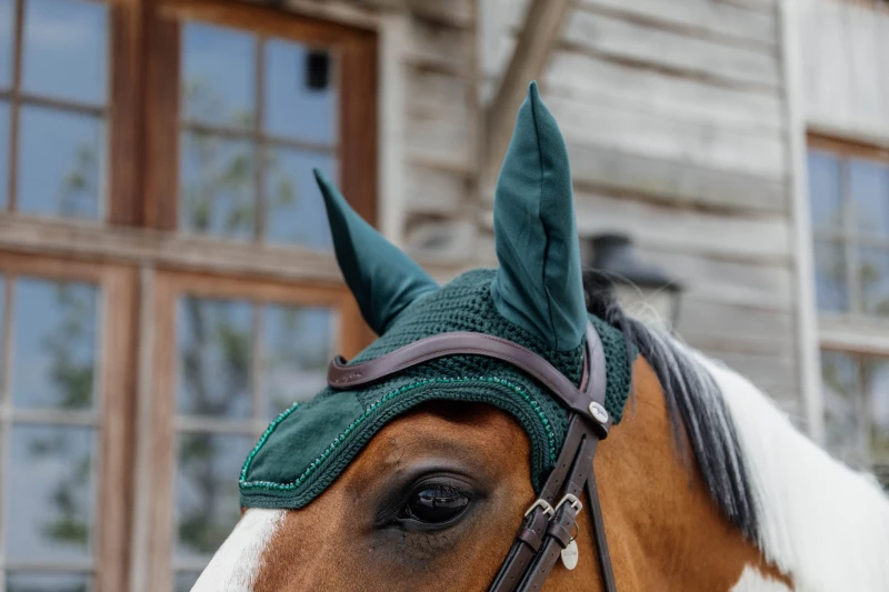 Kentucky nauszniki Wellington Velvet Pearls - Pine Green