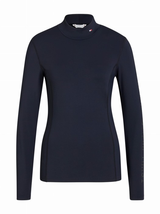 Tommy Hilfiger bluzka jeździecka Ava High Neck - Desert Sky