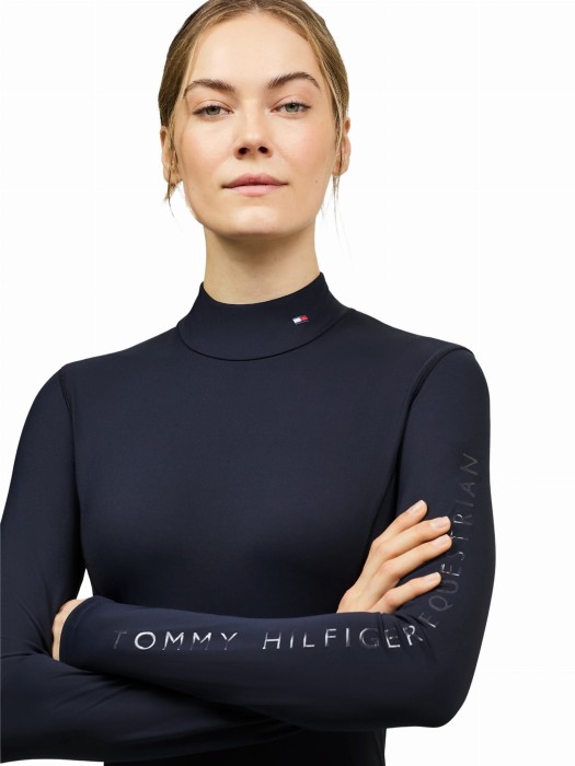 Tommy Hilfiger bluzka jeździecka Ava High Neck - Desert Sky