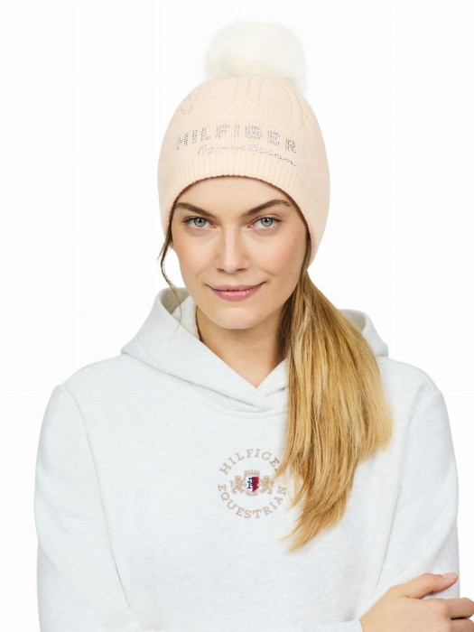 Tommy Hilfiger czapka Perry Pompom Beanie - Taupe