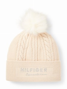 Tommy Hilfiger czapka Perry Pompom Beanie - Taupe