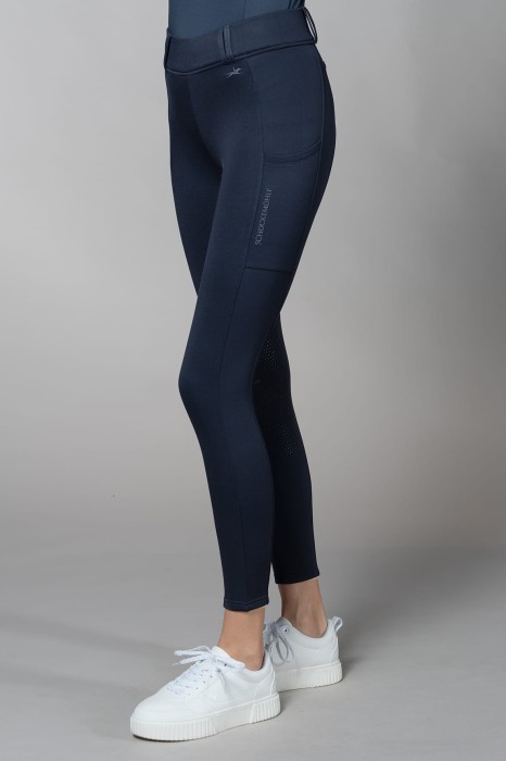 Schockemohle ocieplane legginsy jeździeckie SP Dorina Riding Tights FS Style - Dark Navy