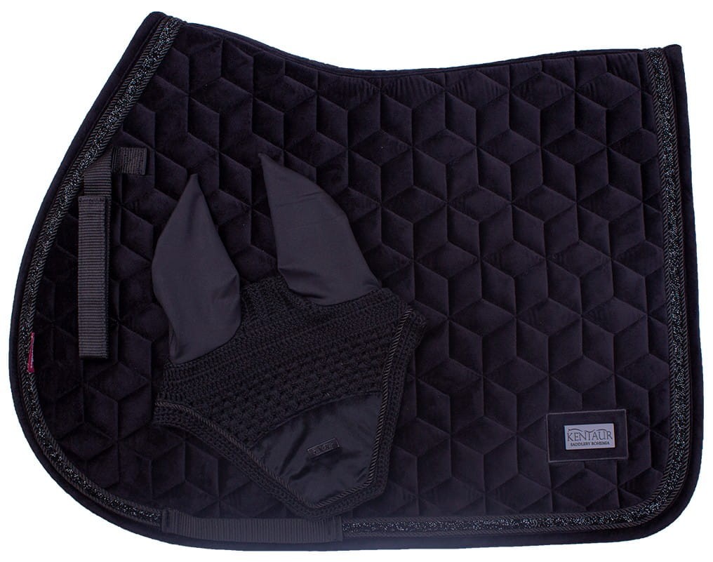 Kentaur czaprak z nausznikami Samet - Czarny