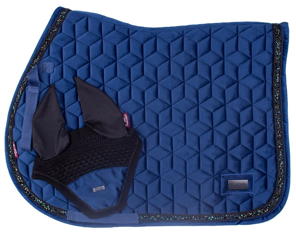 Kentaur czaprak z nausznikami Samet - Granatowy