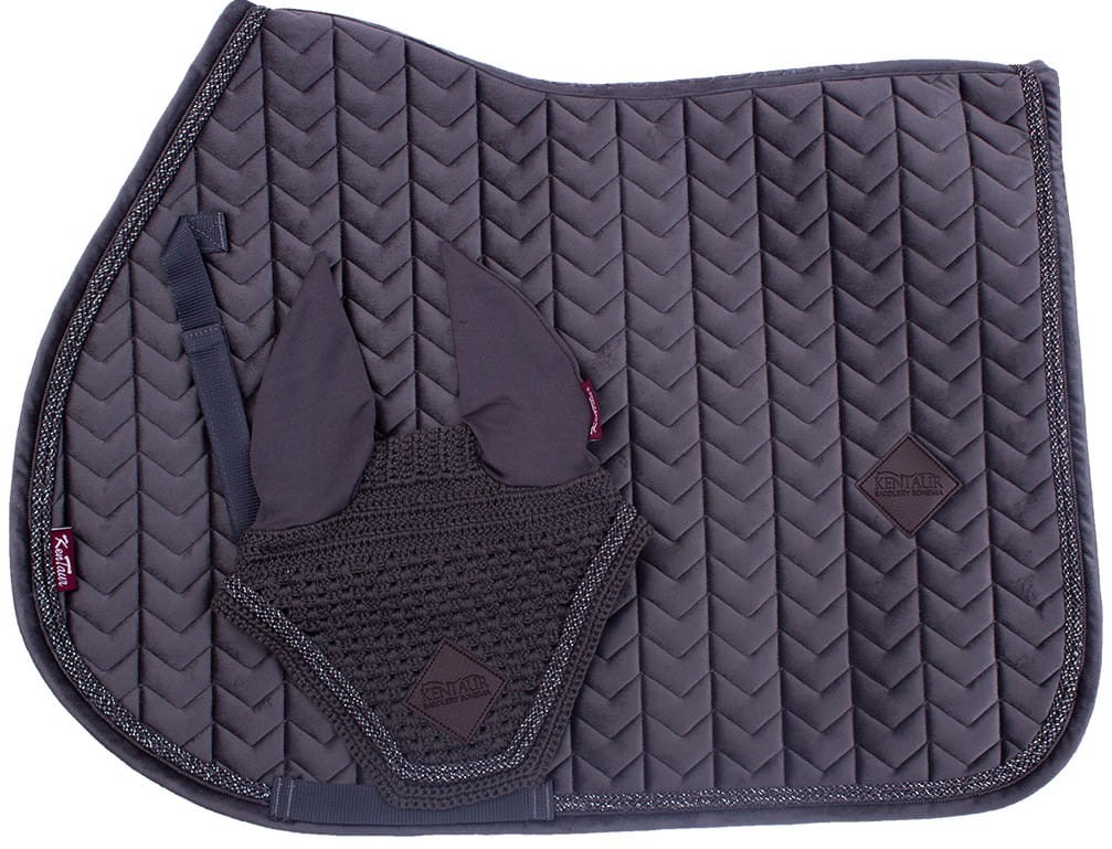 Kentaur czaprak z nausznikami Samet - Szary