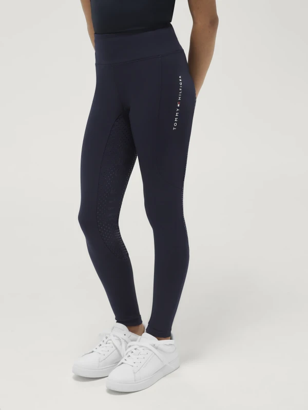Tommy Hilfiger Equestrian dziecięce legginsy bryczesy z pełnym lejem silikonowym Devon Junior - Desert Sky