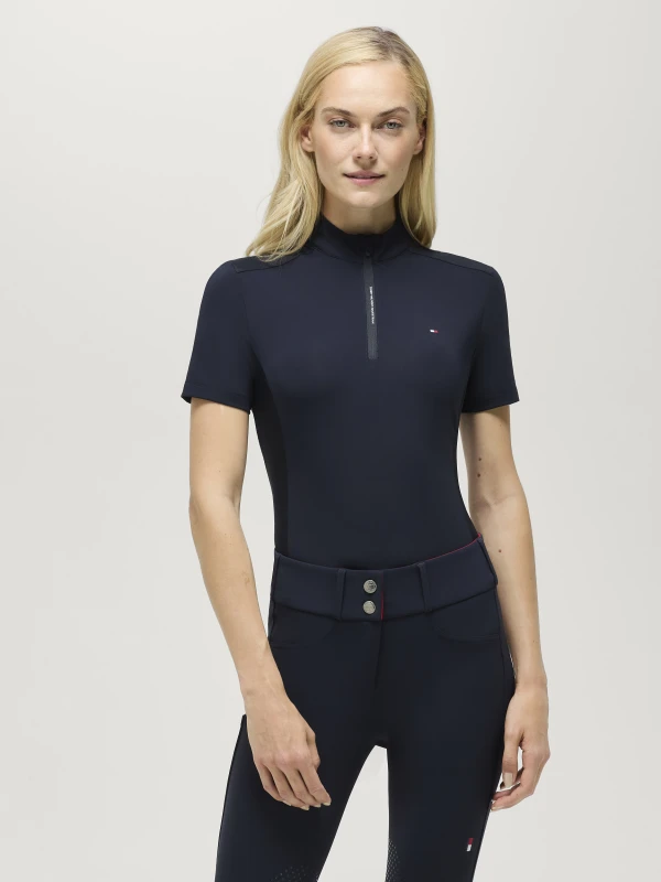 Tommy Hilfiger Equestrian damska koszulka jeździecka Palma 1/4 Zip - Desert Sky