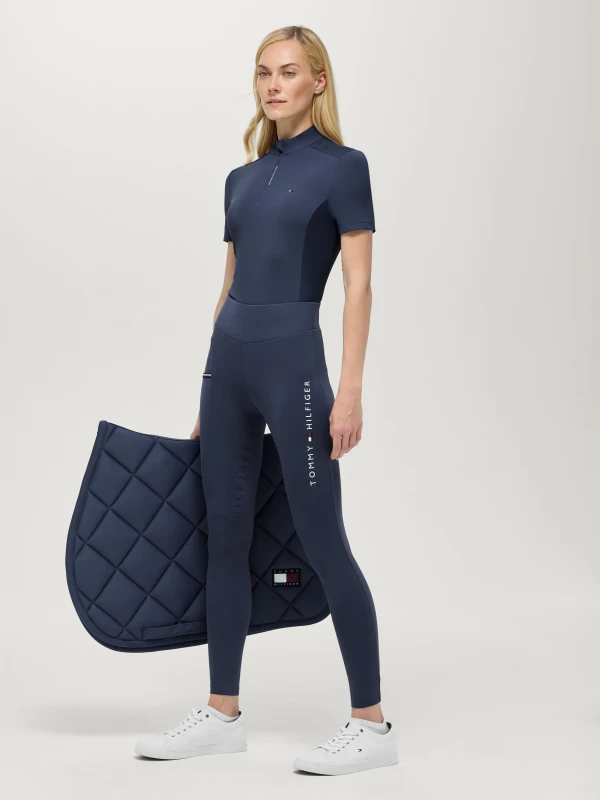Tommy Hilfiger Equestrian damska koszulka jeździecka Palma 1/4 Zip - Faded Indigo
