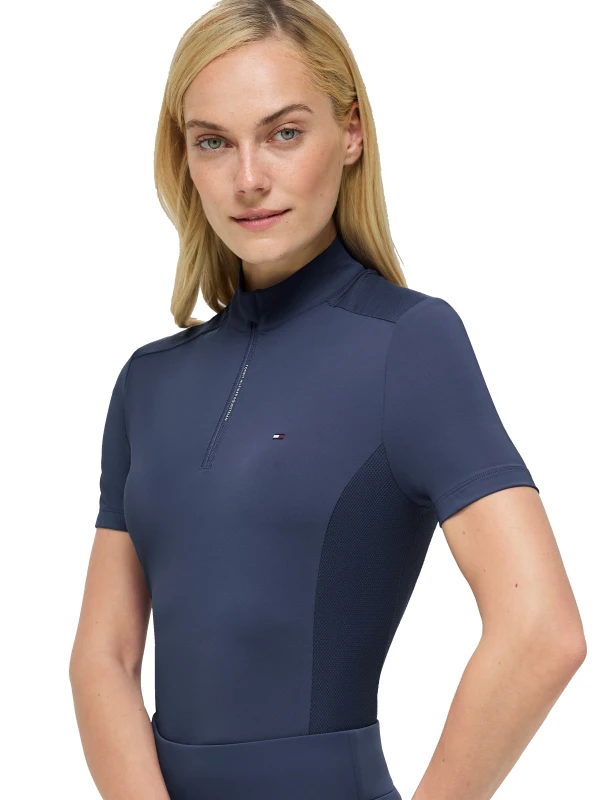 Tommy Hilfiger Equestrian damska koszulka jeździecka Palma 1/4 Zip - Faded Indigo