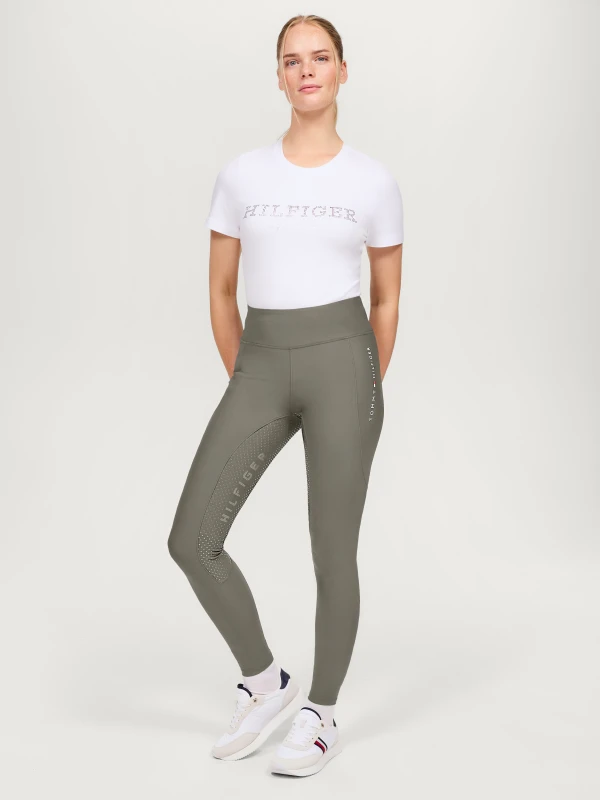 Tommy Hilfiger Equestrian legginsy z pełnym lejem Devon - Ash