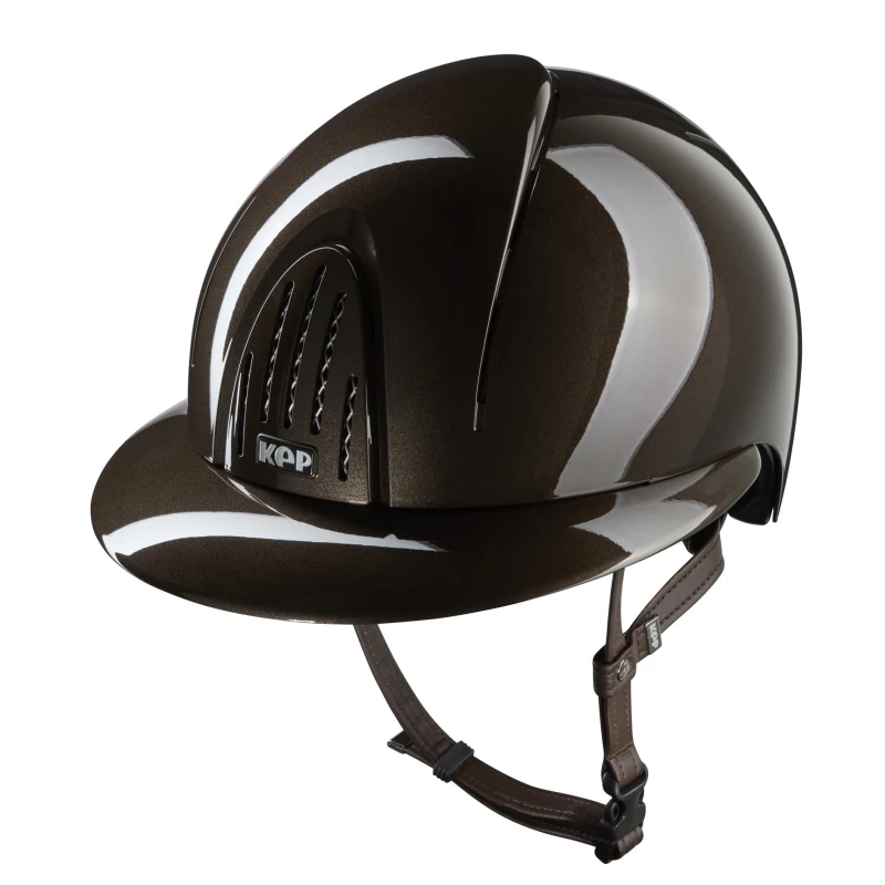KEP kask jeździecki Smart Nova Metal Polish Brown Daszek Polo - Brązowy Połysk