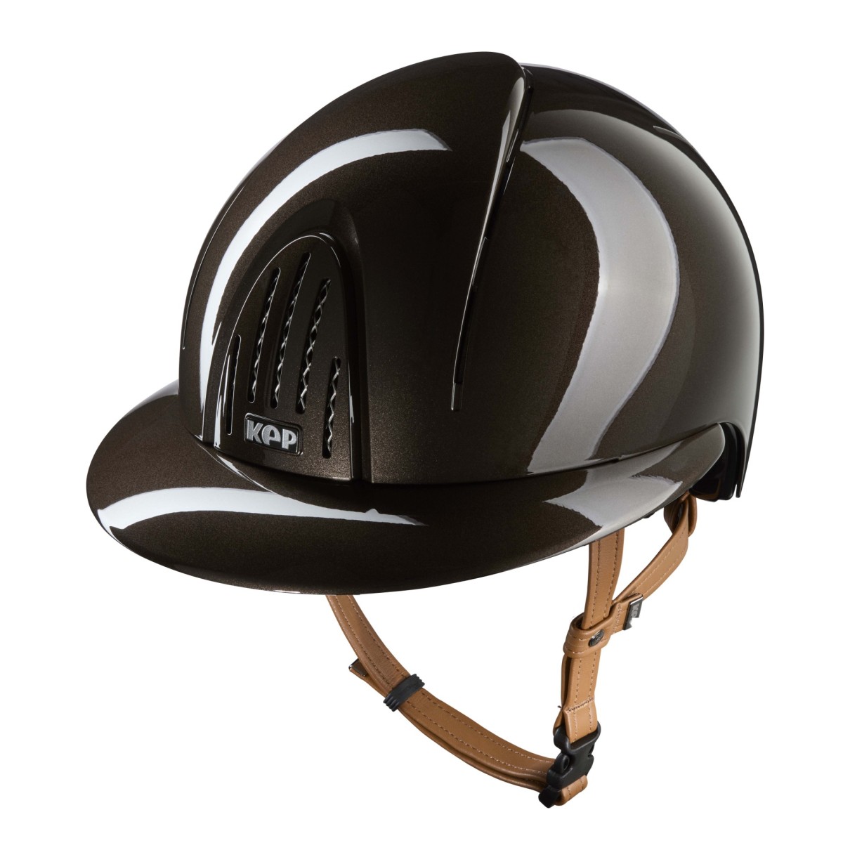KEP kask jeździecki Smart Nova Metal Polish Brown Daszek Polo - Brązowy Połysk