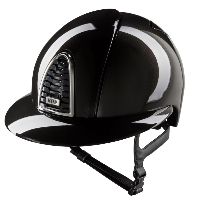 KEP kask jeździecki Cromo 2.0 Shine Black Daszek Polo - Czarny Połysk