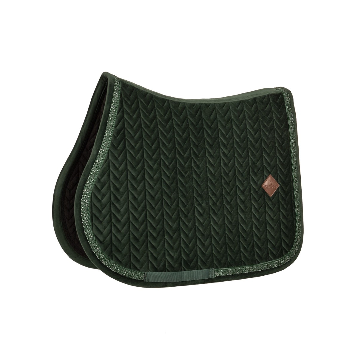 Kentucky czaprak velvet Fishbone z plecionym sznurkiem Glitter - Dark Green