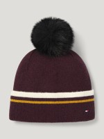 Tommy Hilfiger Equestrian czapka zimowa Dean Pom Pom - Deep Burgundy