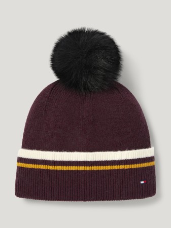 Tommy Hilfiger Equestrian czapka zimowa Dean Pom Pom - Deep Burgundy