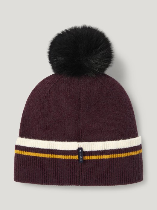 Tommy Hilfiger Equestrian czapka zimowa Dean Pom Pom - Deep Burgundy