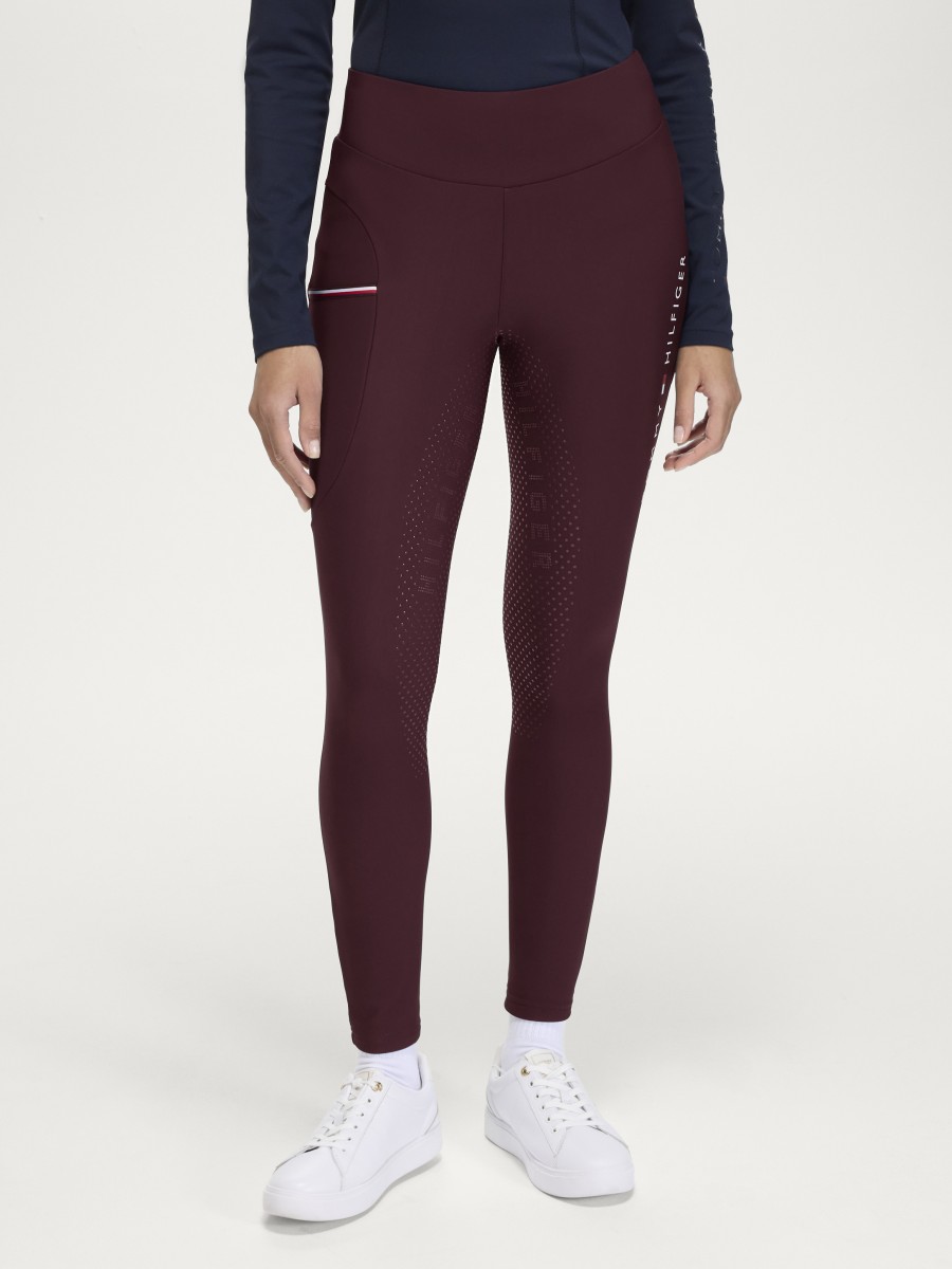 Tommy Hilfiger Equestrian zimowe legginsy z pełnym lejem Elmira Winter - Deep Burgundy