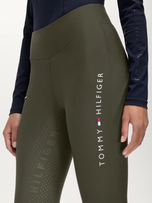 Tommy Hilfiger Equestrian zimowe legginsy z pełnym lejem Elmira Winter - Camo Green