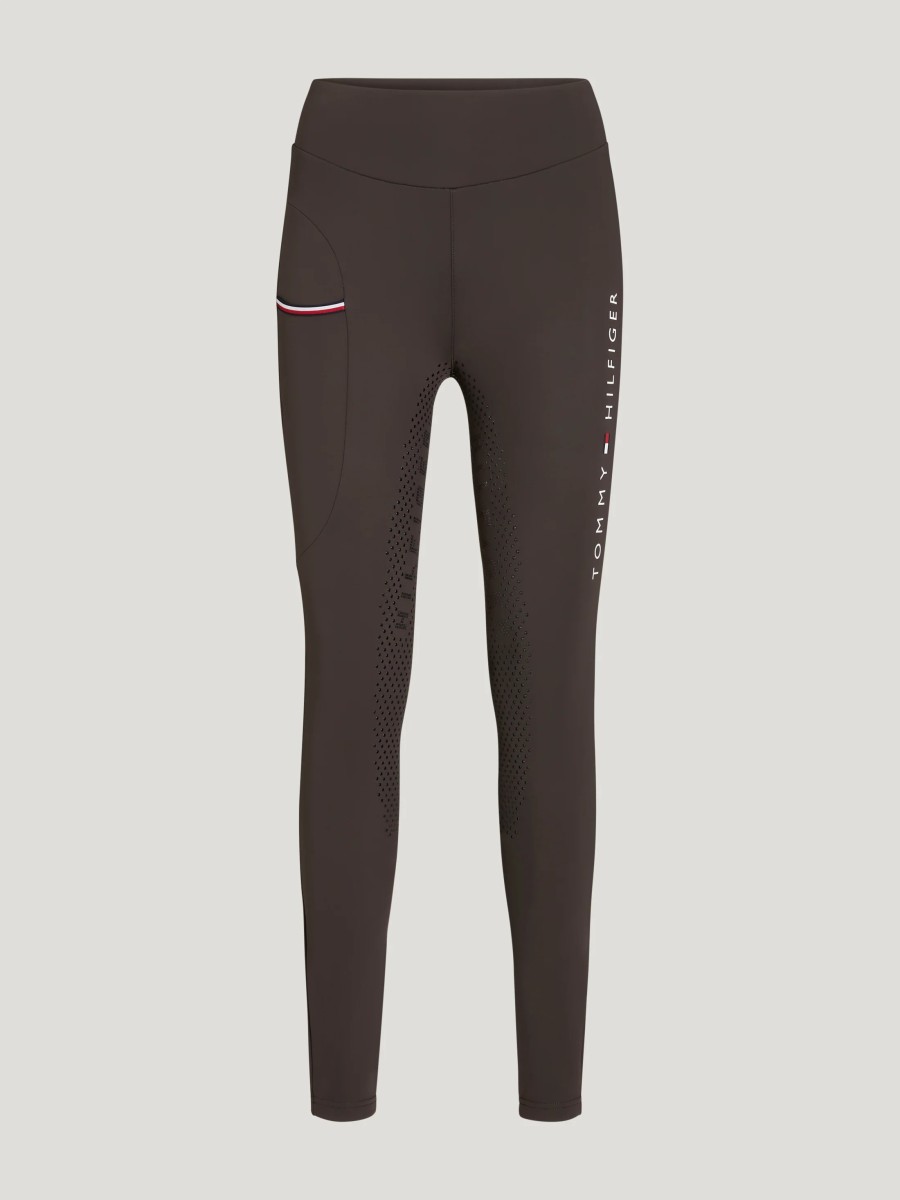 Tommy Hilfiger Equestrian zimowe legginsy z pełnym lejem Elmira Winter - Cacao